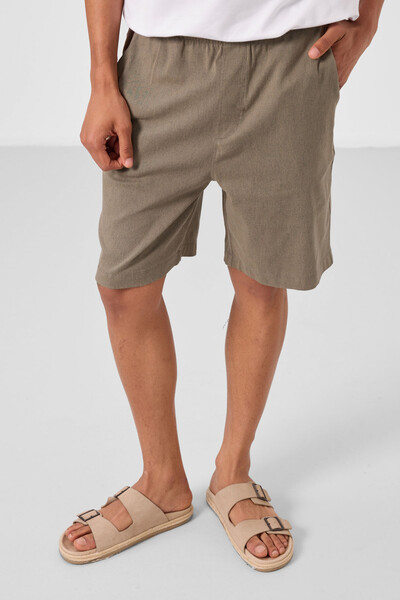 Tommylife Toptan Standart Fit Dokuma Hafif Esnek Chino Erkek Şort 81291 Camel - Thumbnail