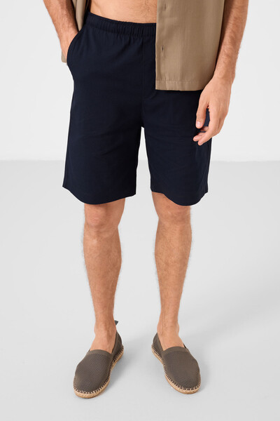 Tommylife Toptan Standart Fit Dokuma Hafif Esnek Chino Erkek Şort 81291 Lacivert - Thumbnail