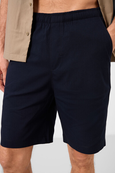 Tommylife Toptan Standart Fit Dokuma Hafif Esnek Chino Erkek Şort 81291 Lacivert - Thumbnail