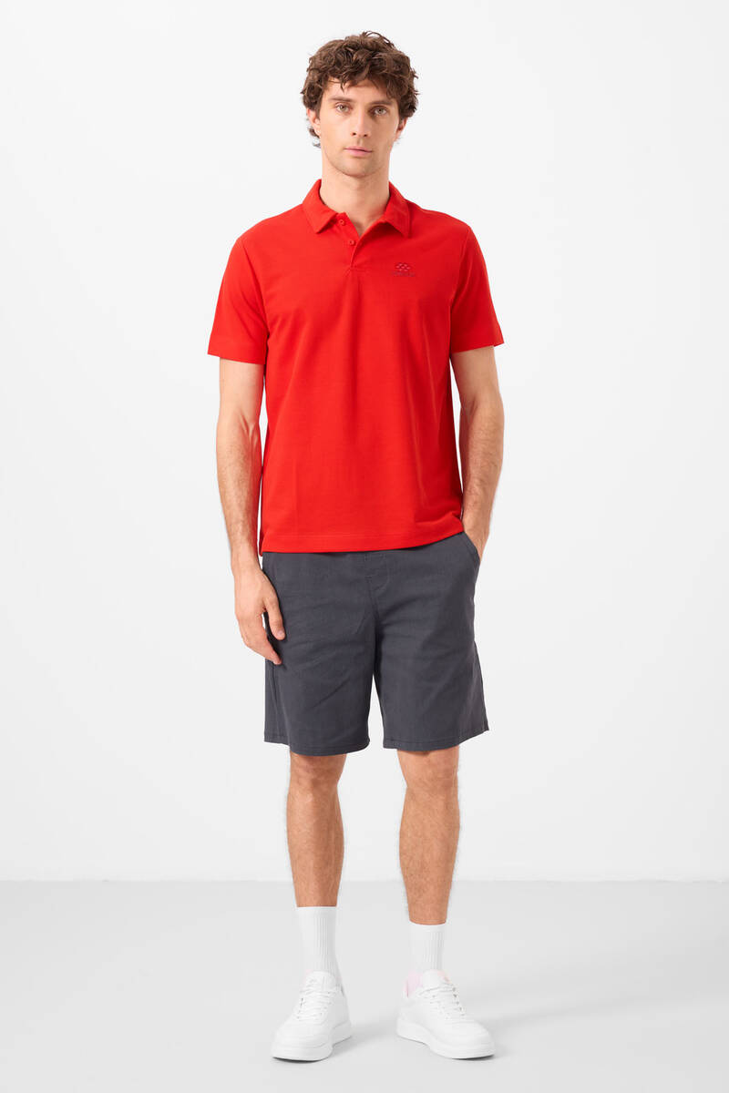 TOMMYLIFE - Tommylife Toptan Standart Fit Dokuma Hafif Esnek Chino Erkek Şort 81292 Gri