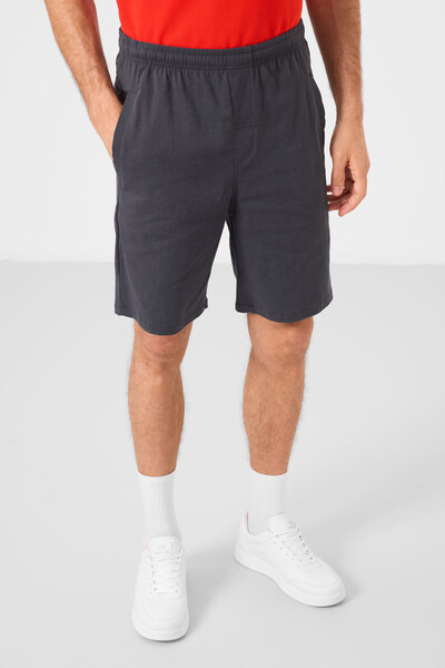 Tommylife Toptan Standart Fit Dokuma Hafif Esnek Chino Erkek Şort 81292 Gri - Thumbnail