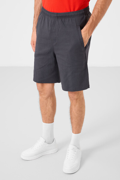 Tommylife Toptan Standart Fit Dokuma Hafif Esnek Chino Erkek Şort 81292 Gri - Thumbnail