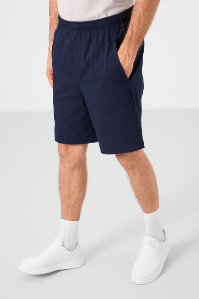 Tommylife Toptan Standart Fit Dokuma Hafif Esnek Chino Erkek Şort 81292 Lacivert - Thumbnail