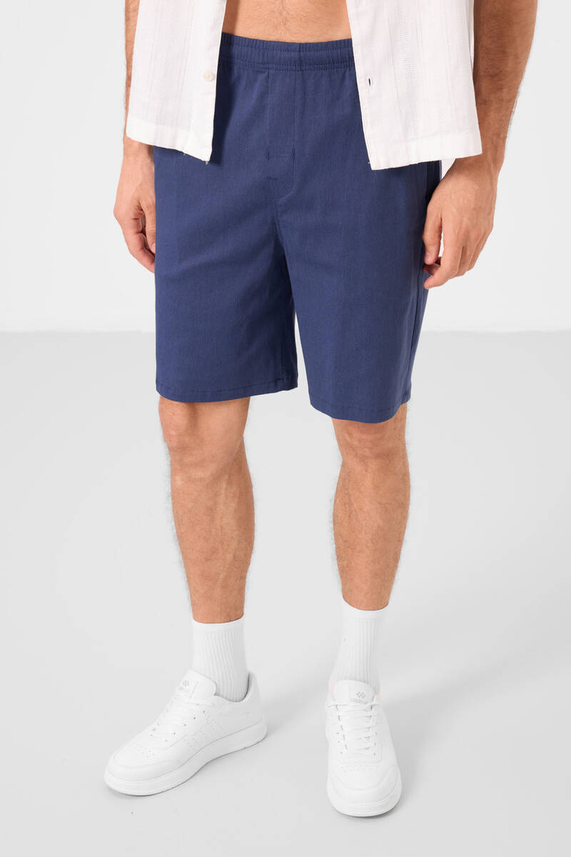 TOMMYLIFE - Tommylife Toptan Standart Fit Dokuma Hafif Esnek Chino Erkek Şort 81292 Parlament