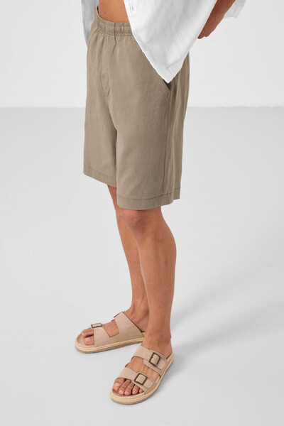 Tommylife Toptan Standart Fit Dokuma Hafif Esnek Chino Erkek Şort 81293 Camel - Thumbnail