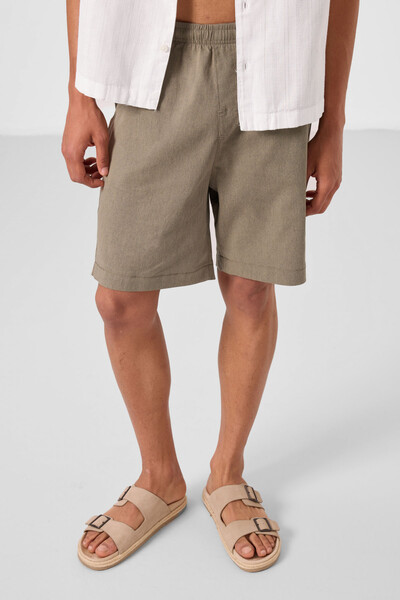 Tommylife Toptan Standart Fit Dokuma Hafif Esnek Chino Erkek Şort 81293 Camel - Thumbnail