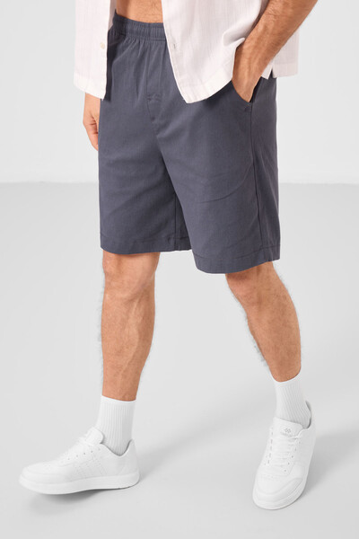 Tommylife Toptan Standart Fit Dokuma Hafif Esnek Chino Erkek Şort 81293 Gri - Thumbnail