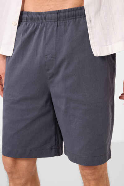 Tommylife Toptan Standart Fit Dokuma Hafif Esnek Chino Erkek Şort 81293 Gri - Thumbnail