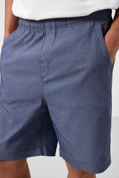 Tommylife Toptan Standart Fit Dokuma Hafif Esnek Chino Erkek Şort 81293 Kot Lacivert - Thumbnail