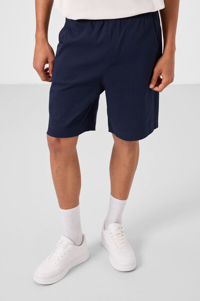 Tommylife Toptan Standart Fit Dokuma Hafif Esnek Chino Erkek Şort 81293 Lacivert - Thumbnail
