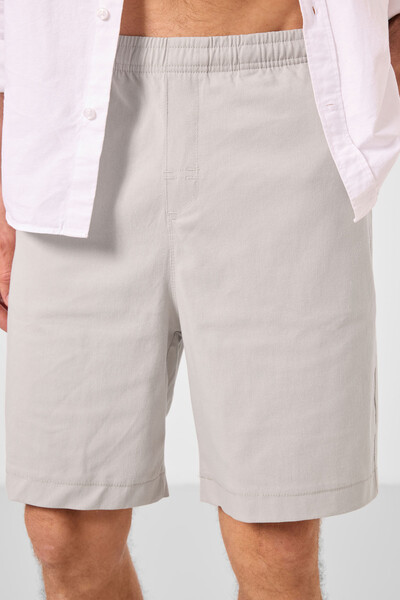 Tommylife Toptan Standart Fit Dokuma Hafif Esnek Chino Erkek Şort 81293 Taş - Thumbnail