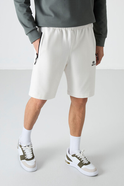 Tommylife Toptan Standart Kalıp Basic Erkek Şort 81136 Ekru - 3