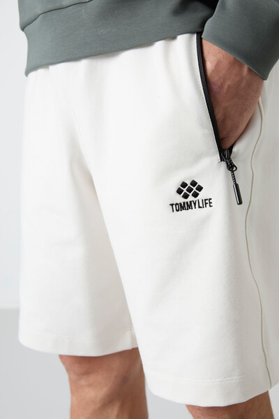 Tommylife Toptan Standart Kalıp Basic Erkek Şort 81136 Ekru - 5