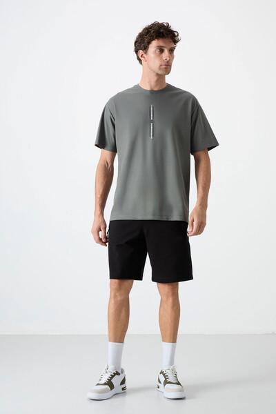 Tommylife Toptan Standart Kalıp Basic Erkek Şort 81136 Siyah - Thumbnail