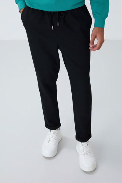 TOMMYLIFE - Tommylife Toptan Standart Kalıp Erkek Eşofman Altı 82154 Siyah