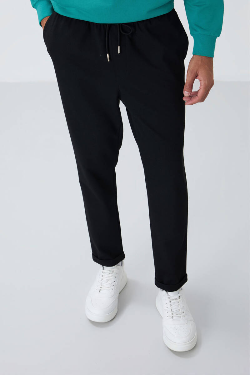 TOMMYLIFE - Tommylife Toptan Standart Kalıp Erkek Eşofman Altı 82154 Siyah