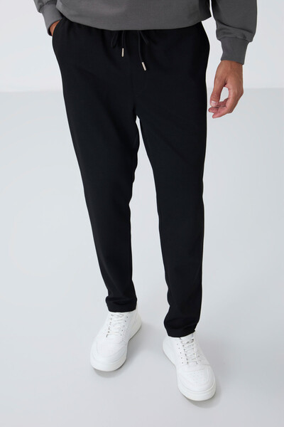 TOMMYLIFE - Tommylife Toptan Standart Kalıp Erkek Eşofman Alt 82155 Siyah