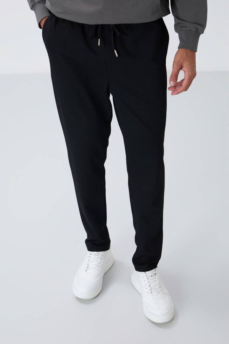 TOMMYLIFE - Tommylife Toptan Standart Kalıp Erkek Eşofman Alt 82155 Siyah