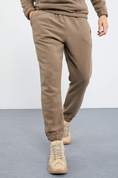 Tommylife Toptan Standart Kalıp Yarım Fermuar Polar Erkek Eşofman Takımı 85159 Camel - Thumbnail