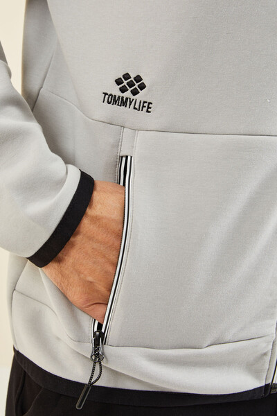 Tommylife Toptan Taş Kapüşonlu Gizli Cep Detaylı Erkek Sweatshirt - 88288 - Thumbnail