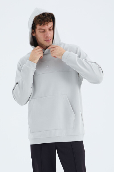 Tommylife Toptan Taş Kapüşonlu Ön Dikiş Detaylı Rahat Kalıp Erkek Sweatshirt - 88277 - Thumbnail