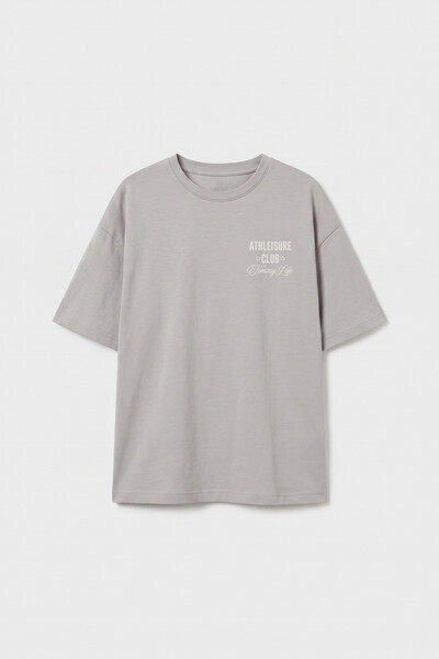 TOMMYLIFE - Tommylife Toptan Taş Oversize Kısa Kollu Baskılı Kız Çocuk T-Shirt - 75175