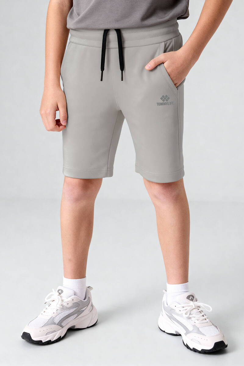 TOMMYLIFE - Tommlife Toptan Taş Standart Fit Basic Performans Erkek Çocuk Şort - 11303