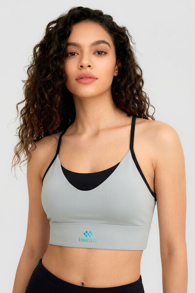 Tommylife Toptan Taş Standart Fit Baskılı Sırt Detaylı Kadın Spor Büstiyer - 97300 - Thumbnail