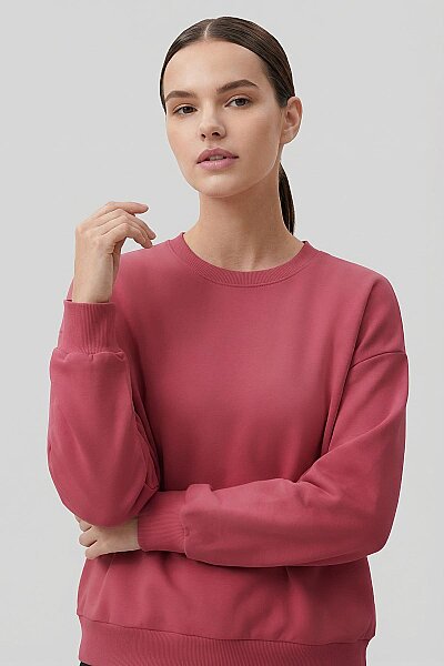 Tommylife Toptan Yaban Gülü Basic O Yaka Oversize Kadın Sweatshirt - 97053 - 3