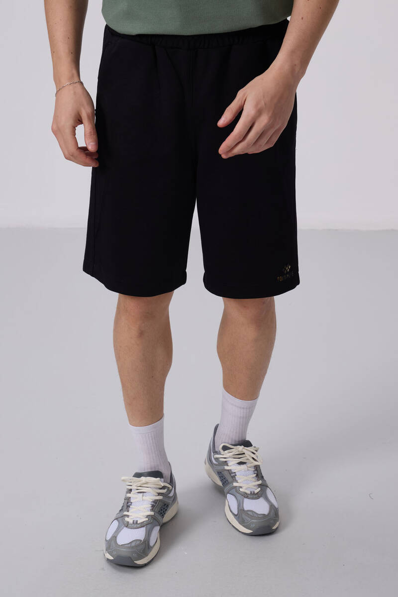 TOMMYLIFE - Tommylife Toptan Yüzeyi Dokulu Oversize Erkek Şort 81288 Siyah
