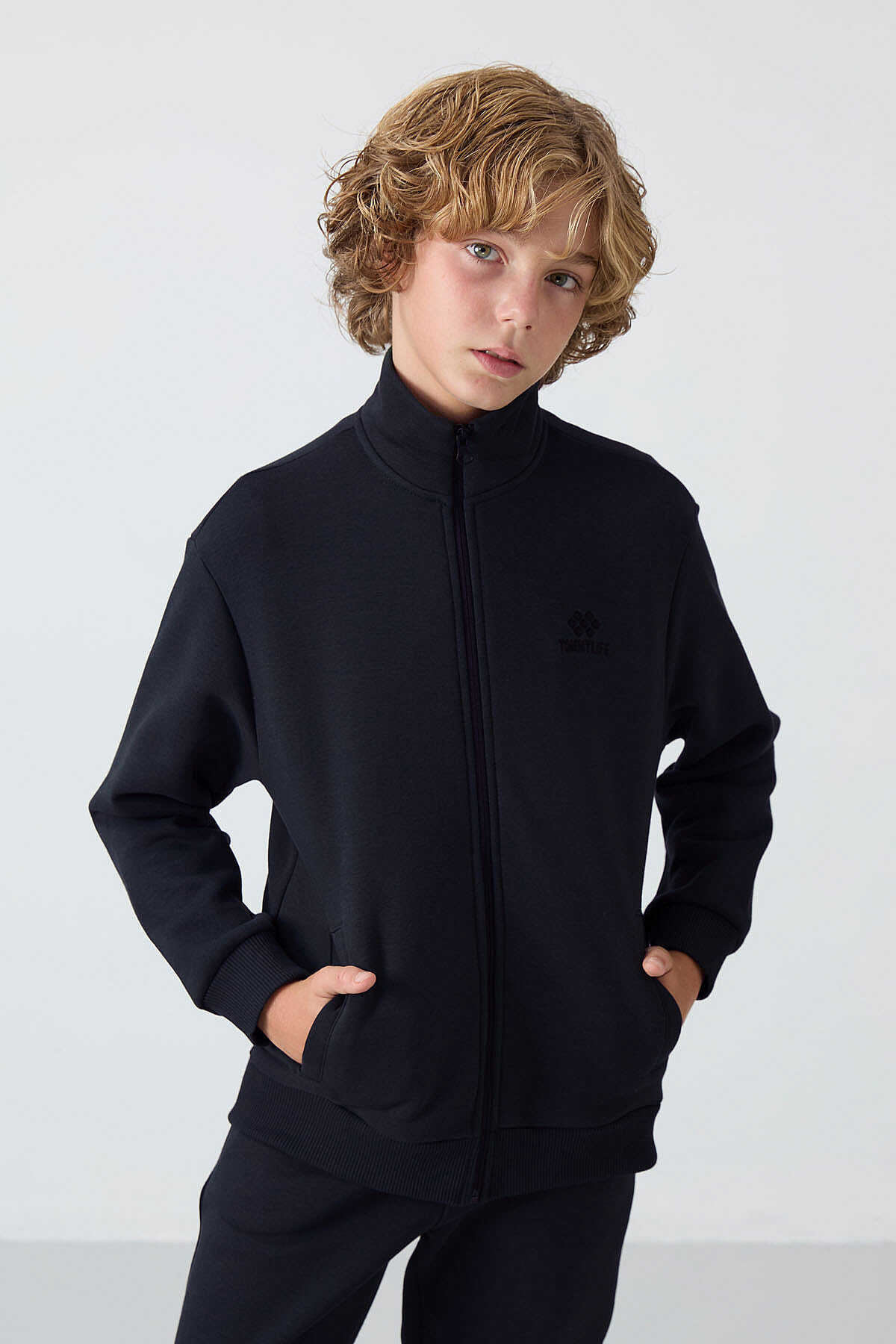 Tommylife Wholesale 3-9 Age Stand Collar Boys' Tracksuit Set 11256 Soft Cherry - Black - 3