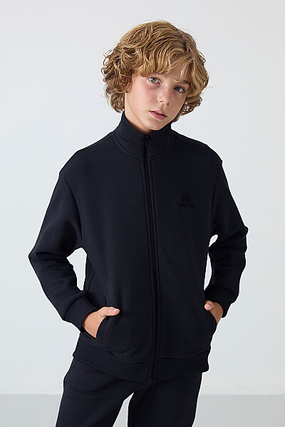 Tommylife Wholesale 3-9 Age Stand Collar Boys' Tracksuit Set 11256 Soft Cherry - Black - 3