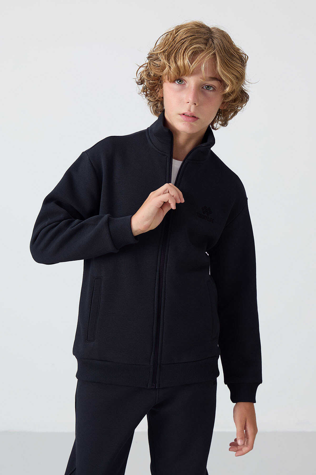 Tommylife Wholesale 3-9 Age Stand Collar Boys' Tracksuit Set 11256 Soft Cherry - Black - 6