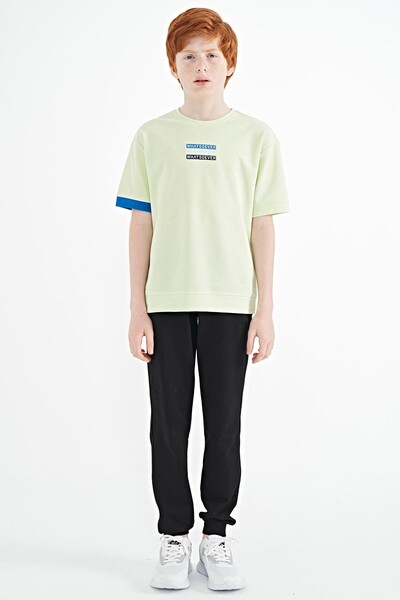 Tommylife Wholesale 7-15 Age Crew Neck Oversize Boys' T-Shirt 11146 Light Green - Thumbnail