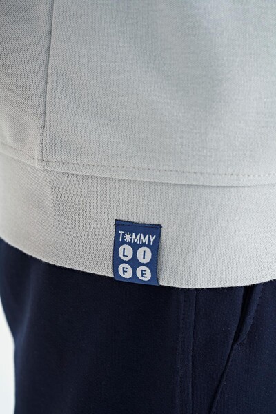 Tommylife Wholesale 7-15 Age Crew Neck Oversize Boys' T-Shirt 11147 Gray Melange - Thumbnail