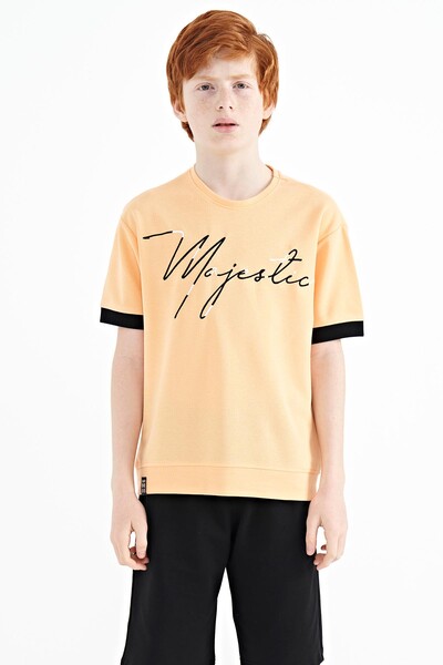 Tommylife Wholesale 7-15 Age Crew Neck Oversize Boys' T-Shirt 11147 Melon - Thumbnail