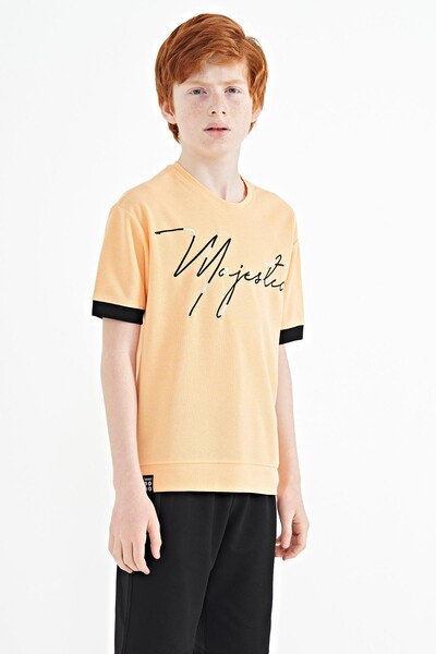 Tommylife Wholesale 7-15 Age Crew Neck Oversize Boys' T-Shirt 11147 Melon - Thumbnail