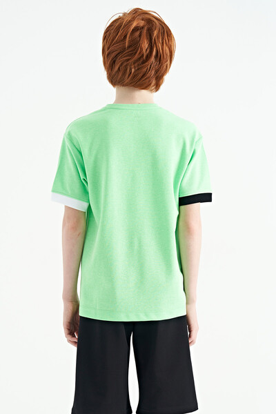 Tommylife Wholesale 7-15 Age Crew Neck Oversize Boys' T-Shirt 11152 Neon Green - Thumbnail