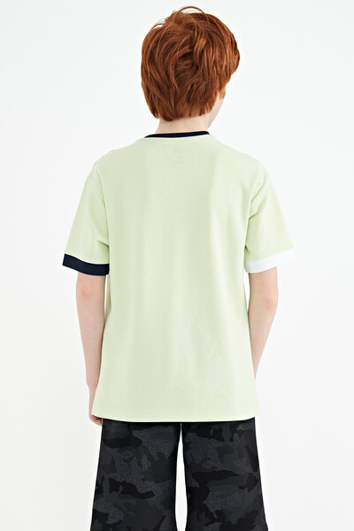 Tommylife Wholesale 7-15 Age Crew Neck Oversize Boys' T-Shirt 11159 Light Green - Thumbnail