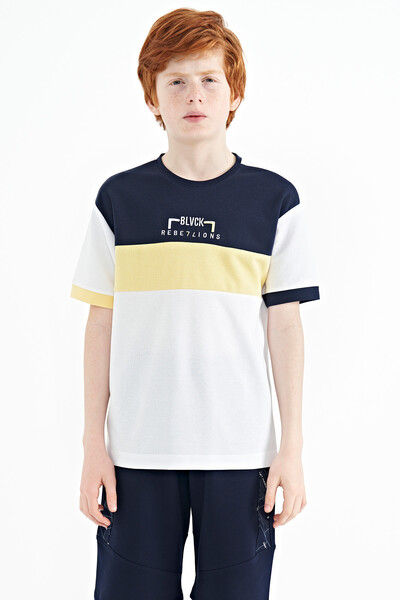 Tommylife Wholesale 7-15 Age Crew Neck Oversize Boys' T-Shirt 11159 White - Thumbnail