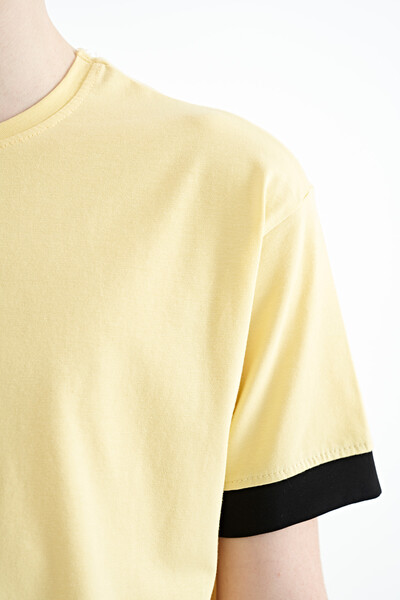 Tommylife Wholesale 7-15 Age Crew Neck Oversize Printed Boys' T-Shirt 11137 Yellow - Thumbnail