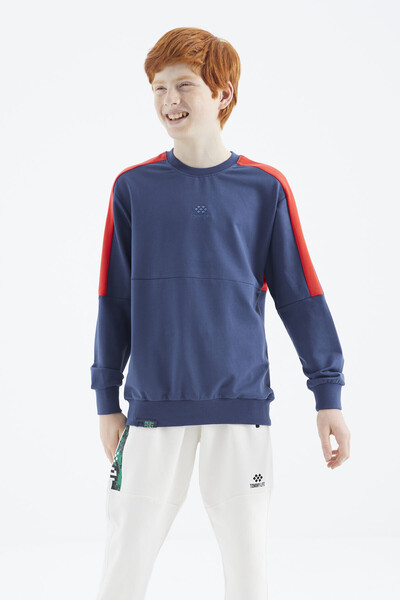 Tommylife Wholesale 7-15 Age Crew Neck Standard Fit Basic Boys' Sweatshirt 11182 Parliament - Thumbnail