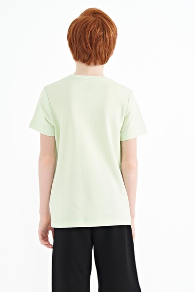 Tommylife Wholesale 7-15 Age Crew Neck Standard Fit Boys' T-Shirt 11115 Light Green - Thumbnail