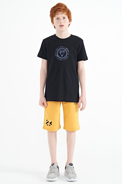 Tommylife Wholesale 7-15 Age Crew Neck Standard Fit Boys' T-Shirt 11115 Navy Blue - Thumbnail
