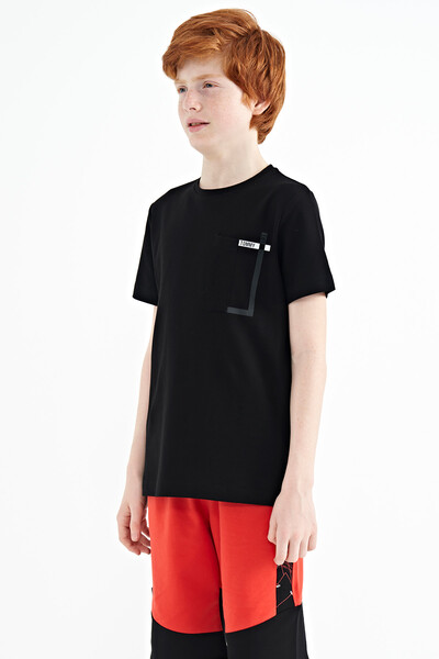 Tommylife Wholesale 7-15 Age Crew Neck Standard Fit Boys' T-Shirt 11120 Black - Thumbnail