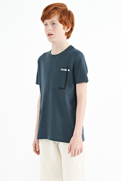 Tommylife Wholesale 7-15 Age Crew Neck Standard Fit Boys' T-Shirt 11120 Forest Green - Thumbnail