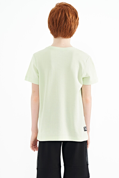 Tommylife Wholesale 7-15 Age Crew Neck Standard Fit Boys' T-Shirt 11120 Light Green - Thumbnail