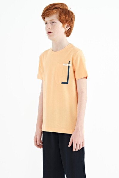 Tommylife Wholesale 7-15 Age Crew Neck Standard Fit Boys' T-Shirt 11120 Melon - Thumbnail