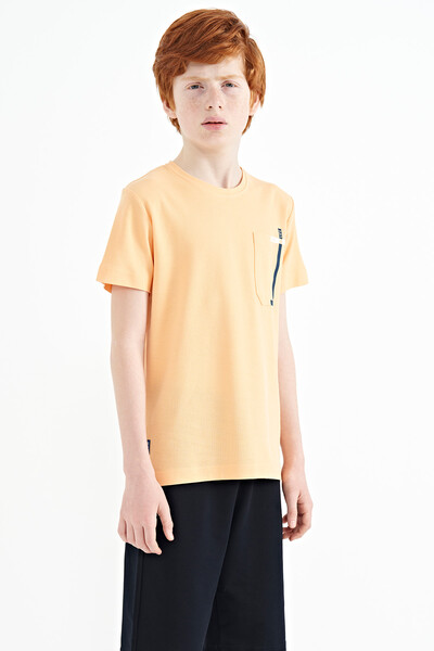 Tommylife Wholesale 7-15 Age Crew Neck Standard Fit Boys' T-Shirt 11120 Melon - Thumbnail