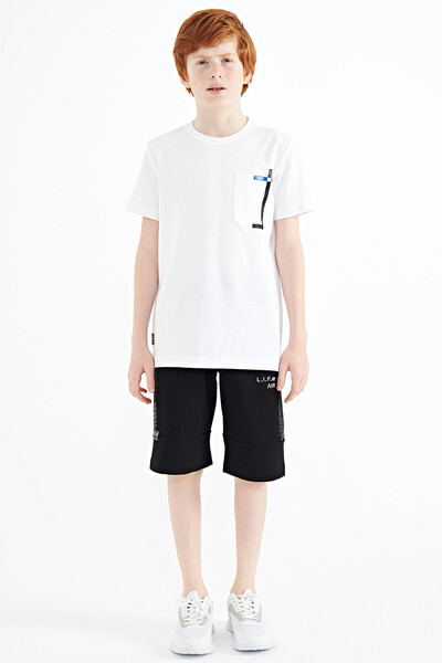 Tommylife Wholesale 7-15 Age Crew Neck Standard Fit Boys' T-Shirt 11120 White - Thumbnail